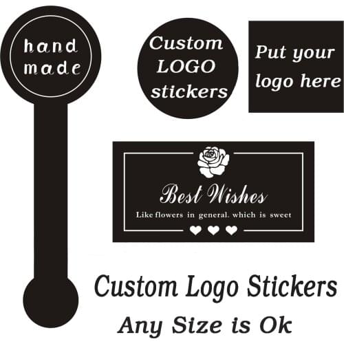 100 / pack "handmade" black handmade custom cake packaging seal label kraft paper sticker baking custom gift sticker custom logo