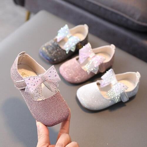 Shoes for Girls Baby Leather Spring Princess Shoe with Bow Sweet Kids Little Girls Dress Party Shoe Autumn SMD014