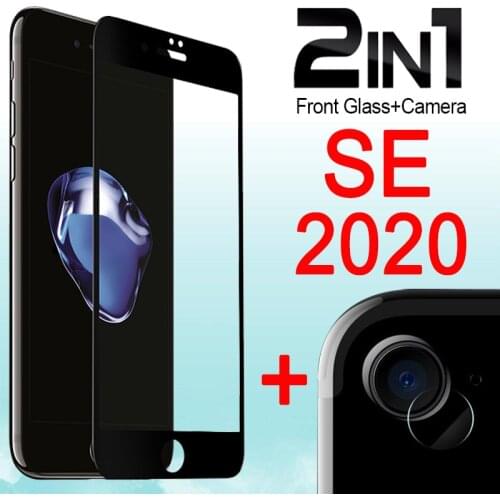 2 in 1 For iphone Se 2020 Glass Tempered Glas iphonese Se2020 i Phone Phonese Protective Screen Protector Armor with Camera Lens