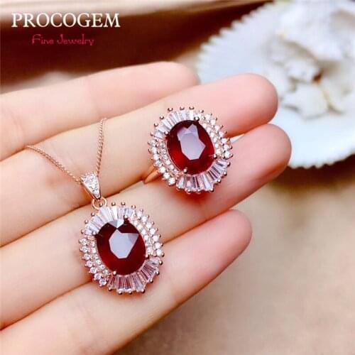 New Authentic Natural Heated pigeons - blood Ruby Jewelry sets for Women Party 3Ct Real gemstones fine Jewelry 925 Sterling #816