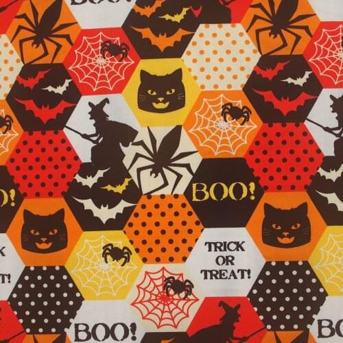 1 yard Cotton Fabric, Bat,Cat,Spider and dot (width=108cm)