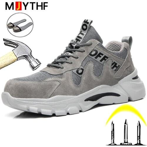 2021 Work Sneakers For Men Safety Shoes Lightweight Men Boots Anti-smash Anti-puncture Work Shoes Steel Toe Industrial Shoes Men