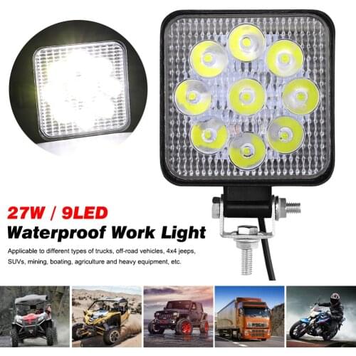 2021 Universal 9 LED Lamp Car Work Light 6000k 27W 4x4 Bar Light For Offroad SUV ATV Tractor Boat Trucks Excavator Roof Light