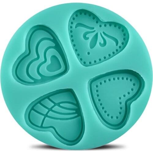 4 Styles 3D Silicone Heart Loving Shaped Baking Mold Fondant Cake Tool Chocolate Candy Cookies Pastry Soap Moulds E687