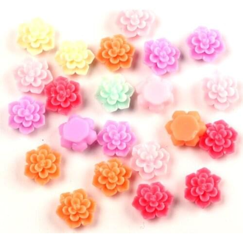 50Pcs 14mm Mixed Resin Flower Decoration Crafts Kawaii Bead Flatback Cabochon Fridge Magnet Scrapbook DIY Accessories Buttons