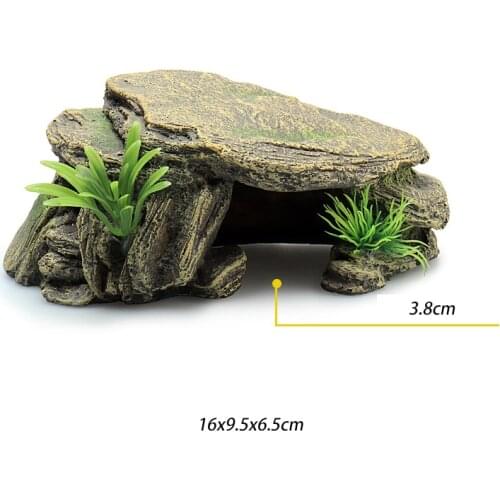 Aquarium Resin Amphibians Tortoise Basking Island Turtle Climb Platform Tank Water Stone Rock Reptile Cave Ladder Decoration