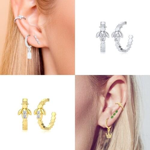 BOAKO Pendientes Plata 925 Earrings For Women Ins Bees Stud Earrings Cartilage Jewelry Ear Piercing Ear Cuffs Fine Серьги #2.3