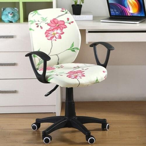 Spandex Computer Chair Slipcover Office Chair Cover Print Flower Arm Chair Cover Seat Slipcover Rotating Lift Chair Covers