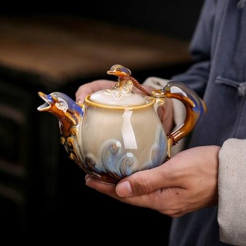 Dolphin Frog Kiln Change China Ceramic Tea Cup Set Porcelain Pottery Drinkware Tableware Wholesale