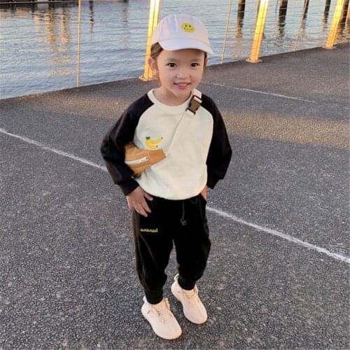 Kids Clothing Boys Girls Set Fruit Embroidery Sweatshirt + Pants Children 2pc Tracksuit Girl Clothes Sets 2-8 Year Baby Outfit