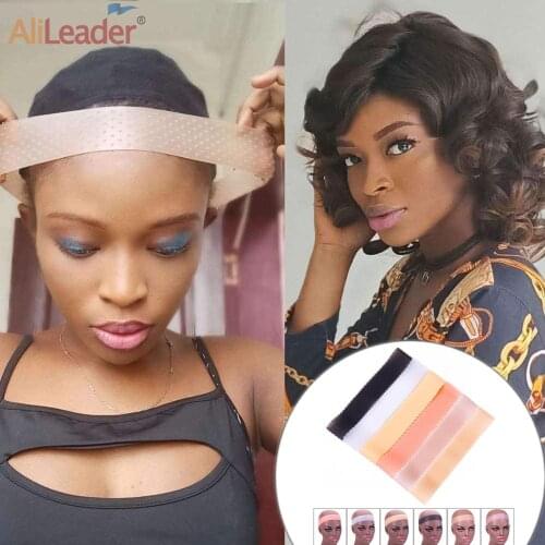 Alileader 5 Pcs/Pack Elastic Silicone Band For Wig Grey Brown White Anti Slip Quality Transparent Hair Band