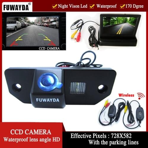FUWAYDA Wireless Color CCD Car Rear View Camera for FORD FOCUS SEDAN (3 Carriages) Ford C-max,4.3 Inch foldable LCD TFT Monitor