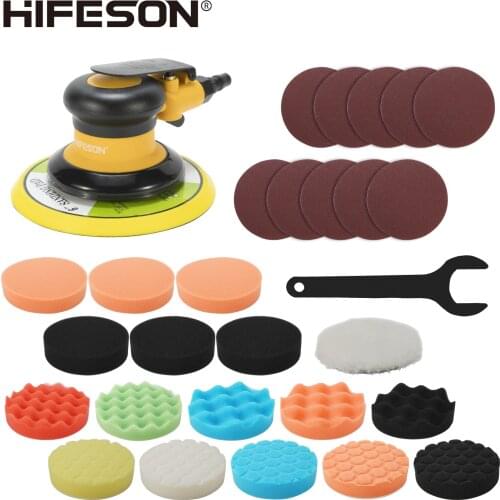HIFESON 6 Inch 150MM Non Vacuum Pneumatic Air Sander Polishing Machine for Car Paint Care and Rust Removal