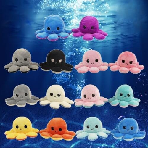 100 pcs Cute Soft Simulation Reversible Octopu Doll Kids Christmas &Birthday Gift Double-sided Flip Plush Toy fast shipping