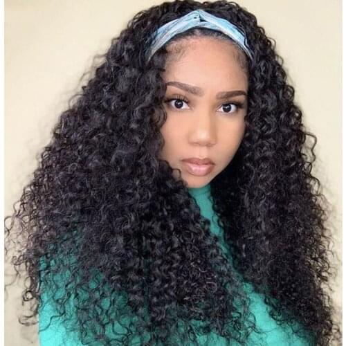30inch Water Wave Headband Wig Human Hair Wig For Black Women Brazilian Scarf Wig No Gel Glueless Remy Curly 100% Human Hair Wig