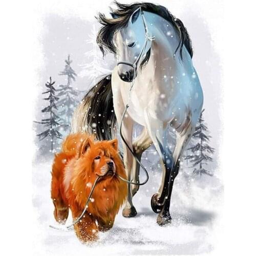A Warm Scene In Winter Animal DIY Drawing Painting by Numbers Lage Size Picture on Wall Decoration Children Gift 40x50 50x65cm
