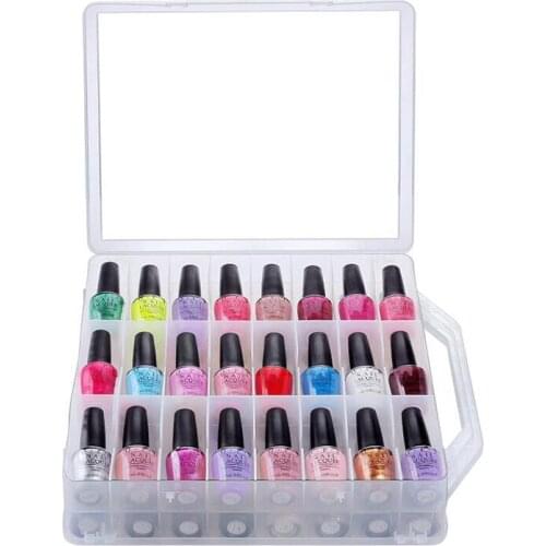 48 Grid Nail Polish Storage Box Makeup Organizer Portable Nail Polish Holder Clear Adjustable Double-layer Toolbox Plastic Box