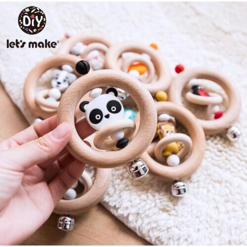 LetS Make 1pc Miniature Animal Wood Rings Infant Baby Play Baby Rattle Baby Mobile Wood Baby Mobile Music New Born Baby Toys
