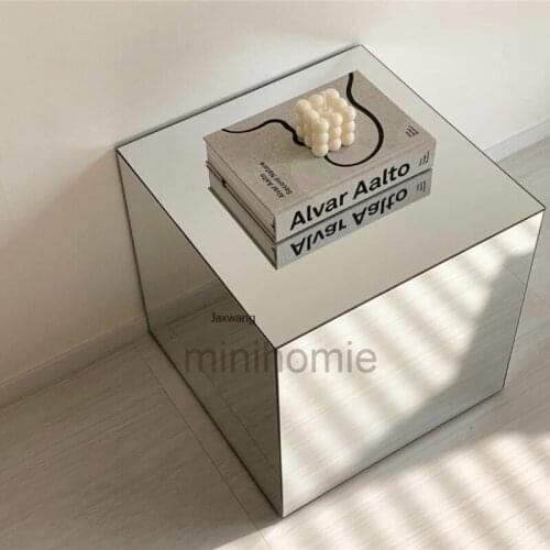 Minimalist Tea Table Home Furniture Square Plastic Decorating Mirror Coffee Table Ins for Bedroom Acrylic Designer Side Table mc