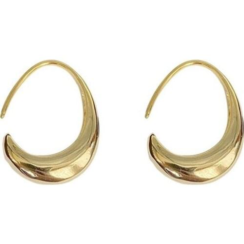 18K Gold Plated 2021 Fashion Minimalist Geometric Water Drop Shaped Open Hoop Earrings For Women Girl Wedding Party Jewelry