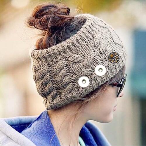 Fashion Winter Flower Caps 001 Fit 18mm Snap Button Knitted Hat Charms Jewelry For Women Teenagers Girl Christmas Gift