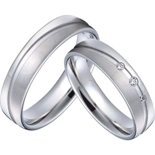Alliance Wedding rings set for men and women white gold color stainless Steel jewelry Couple Ring No Rust/fade