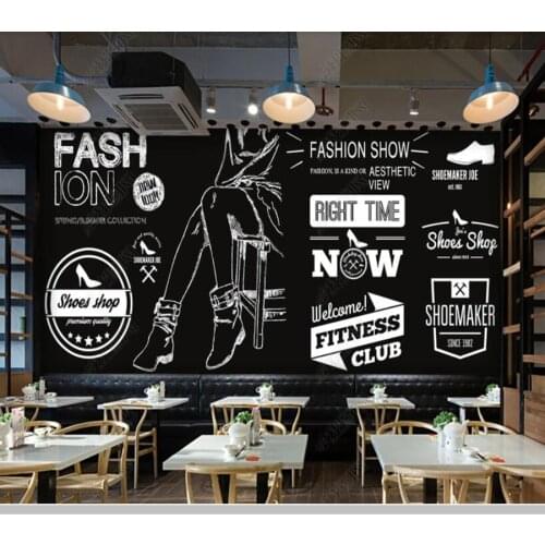 Papel de parede Fashion shop barber shop modern black and white wallpaper,living room tv wall bedroom home decor bar cafe mural