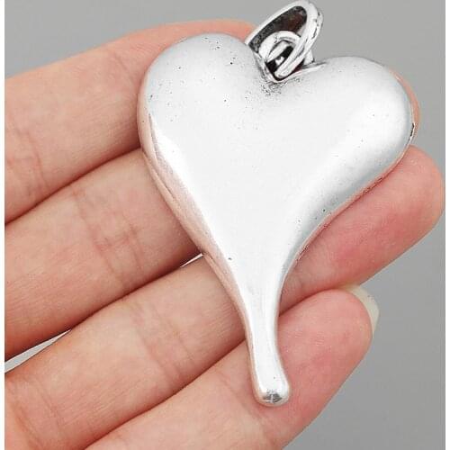 3PCS Tibetan Large Tone Love Heart Shape Charms Pendants for Necklace Jewelry Findings Making 59x42mm