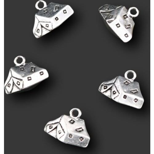 WKOUD Creative Metal Tent Pendant Camping Tent Charm Desert Bedouins Tent Charms Military Tent Charms Silver Color A1609 10pcs