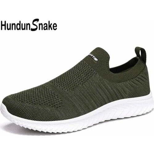 Plus Size Light Weight Summer Sneakers for Men Socks Shoes Mens Sports Breathable Running Shoes Sport Man Shoe Army Green D-424