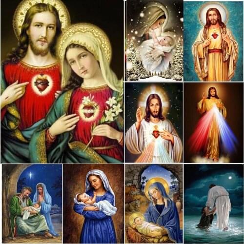 Full Drill 5D DIY Religious Diamond Embroidery Jesus Diamond Painting Resin Diamond Mosaic Art Home Decoration Gift