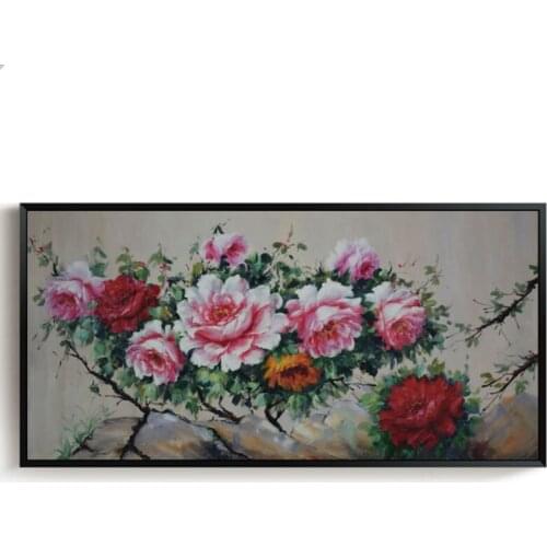 Hand painted Canvas Oil Painting Flower Peony Chinese style Art Painting Abstract Wall Pictures For Living Room Home Decor