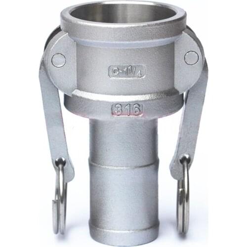 1-1/4" 32mm OD Hose Tail Barb x 47mm ID Camlock 304 Stainless Steel C Type Socket Fitting Pump Adapter Cam Groove Coupling