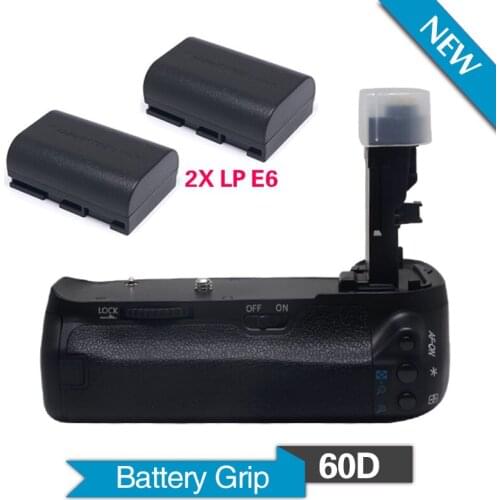 Meike MK-60D Professional Vertical Battery Grip Holder with 2pcs LP-E6 Batteries for Canon EOS 60D Camera Replace as BG-E9