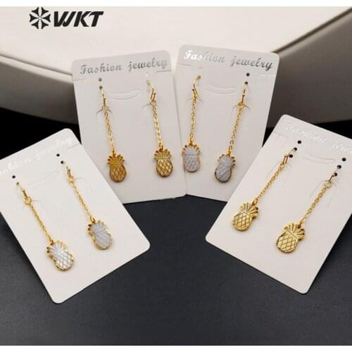 WT-E374 WKT New Loverly Earring Shell Pinapple Earring With Brass Chain Connect Earring Women Fruits Earring