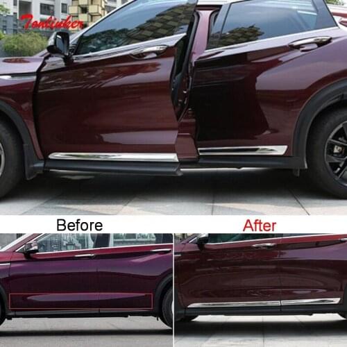 Tonlinker Exterior Car Door Edge Protection Cover stickers for INFINITI QX50 2018-20 Car Styling 4 PCS ABS Chrome Cover stickers