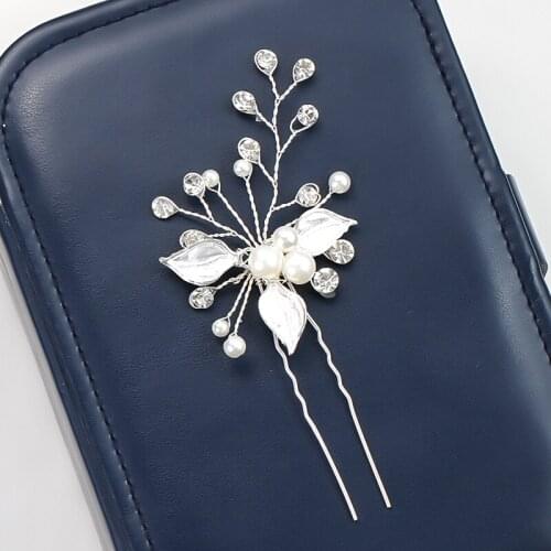 Hair Jewelry Silver Plated Hairpins Romantic Pearl Plant Hair Comb For Women Bijoux Crystal Bridal Hair Accessories Best Gift