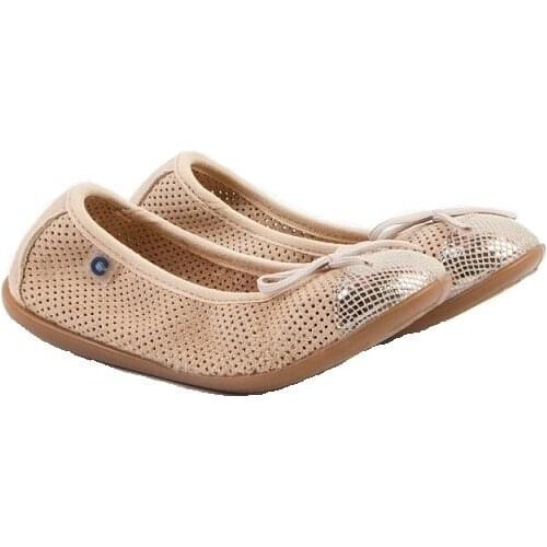 Girls serraje leather ballet pumps camel beige