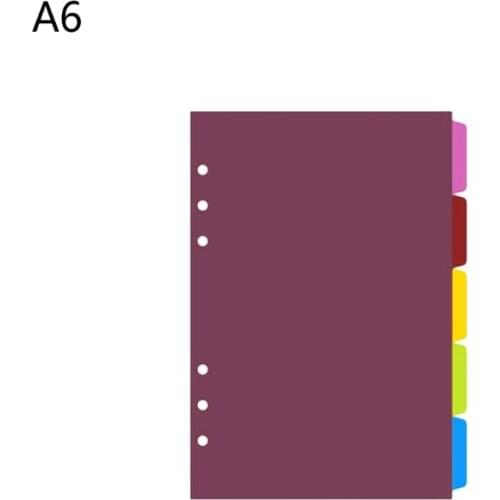 1Set A5 A6 Loose Leaf Binder Index Separator PP Colorful 6 Hole Page Dividers 32CB