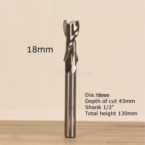 1PCS Woodworking Milling Cutter Dia 18mm, Upcut Spiral Router Bit, 1/2 Shank, Model 18*45-130 1/2 GF149