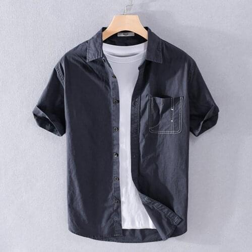 100% Cotton short-sleeved summer new style brand Italy shirts men casual trendy solid shirt for men chemise camisa tops mens
