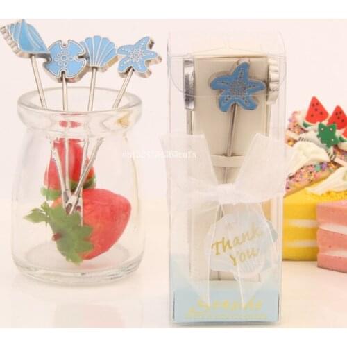 100Sets Beach Themed Fruit Forks Seaside Hors d'oeuvre Picks Wedding Favors and Gift For Guest Wholesale