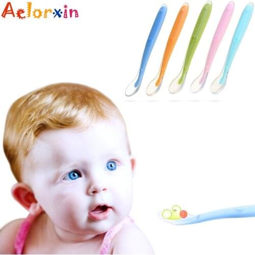 2Pcs/Lot Newborn Baby Spoon Silicone Soft Spoon Children Tableware Training Spoon Infant Feeding Tools Baby Spoon