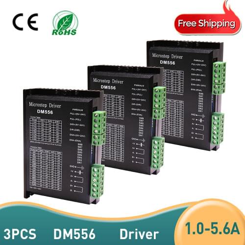 3pcs DM556 driver Stepper motor 2 phase 5.6A for 3D printer 57 Stepper Motor Controller Digital NEMA17 NEMA23 Stepper motor
