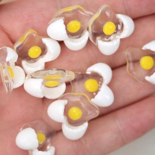 30Pcs Simulation Fried Eggs Egg White Resin Accessories DIY Craft Supplies Phone Shell Patch Arts Embellishments Kids Food Toys