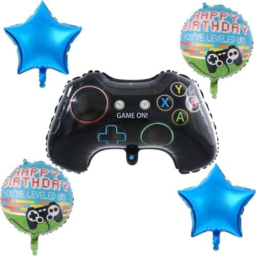 5Pcs Game Controller Mylar Gamepad Foil Balloons For Happy Birthday Party Decor Air Helium Globos As Kids Toys Supplies New