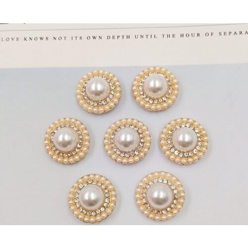 5 Pieces/Lot 20mm Imitation Pearls Rhinestone Metal Round Paste Handmade Crafts DIY Accessories For Jewelry Making