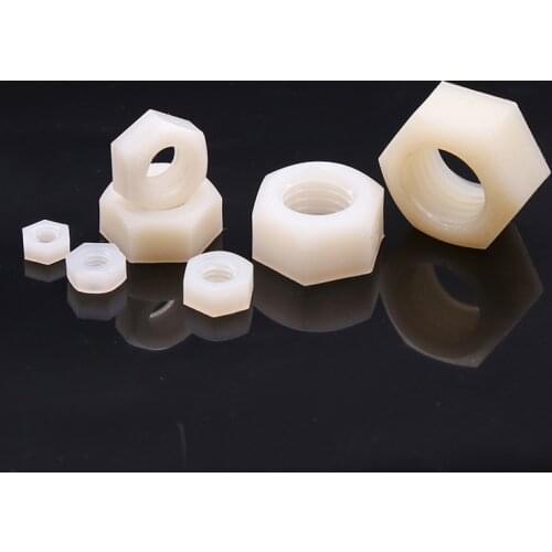 White Nylon Hexagon Nut M2 M2.5 M3 M4 M5 M6 M8 M10 Plastic Insulation Metric Threaded Hex Nuts DIN934
