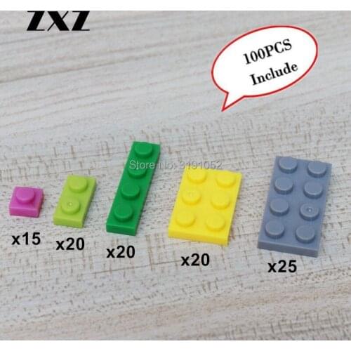 Early Learning Kids Toys Plastic Building Blocks 1 x 1 1 x 2 1 x 4 2 x 3 2 x 4 Short MOC Bricks Part Plate 100pcs