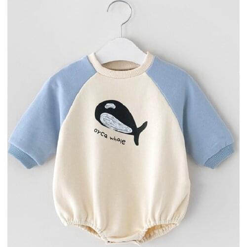 Baby Bodysuits for Girls Cute Cartoon Print Jumpsuits 2021 Autumn New Patchwork Long Sleeve Kids Clothes Boys 0-2 Years